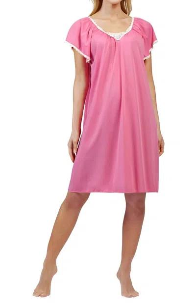 Shadowline Lingerie Cameo With Flutter Sleeve Short Nightgown In Rosy Pink In Multi