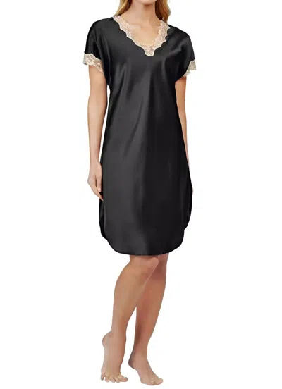 Shadowline Lingerie Charming Charmeuse Sleep Gown In Black