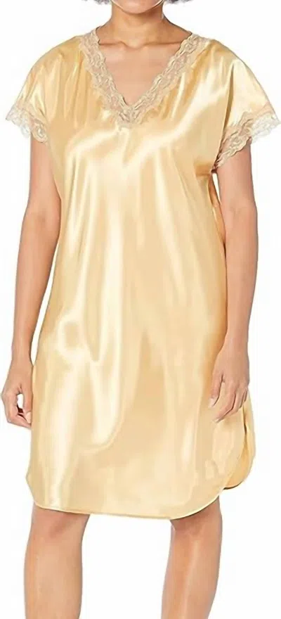 Shadowline Lingerie Charming Charmeuse Sleep Gown In Gold In Brown
