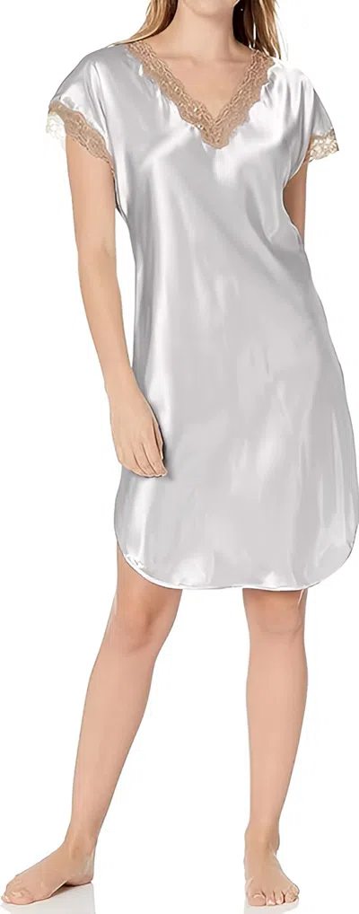 Shadowline Lingerie Charming Charmeuse Sleep Gown In Silver In Gray