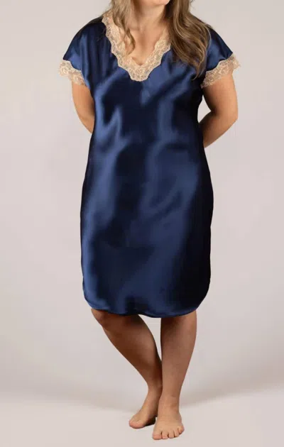 Shadowline Lingerie Charming Charmeuse Sleep Gown - Plus In Navy In Blue