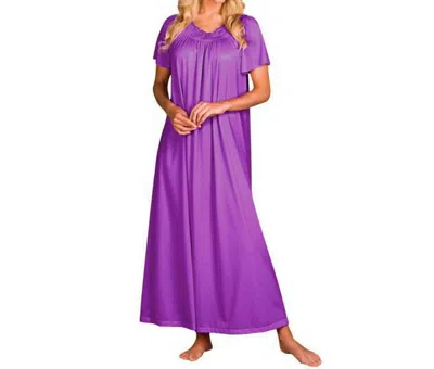 Shadowline Lingerie Flower Petal Embroidery And Flutter Sleeves Long Nightgown In Purple