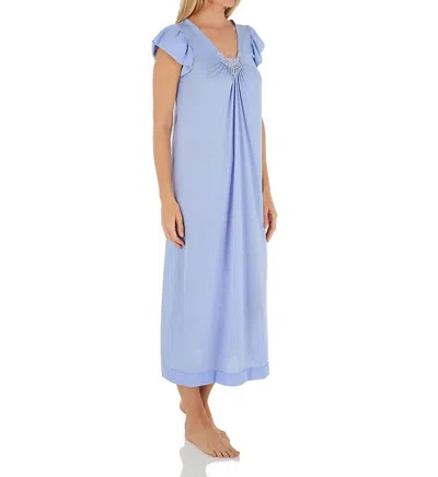 Shadowline Lingerie Long Cap Sleeve Nightgown In Lilac In Blue