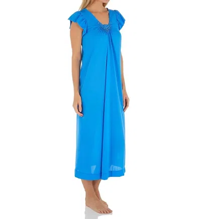 Shadowline Lingerie Long Cap Sleeve Nightgown In Sapphire In Blue