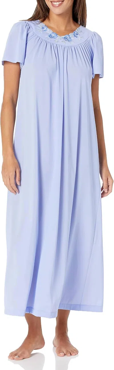 Shadowline Lingerie Long Gown With Flower Petal Embroidery And Flutter Sleeves In Lilac In Purple