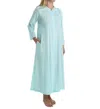 Shadowline Lingerie Long Sleeve Button Down Robe In Seafoam