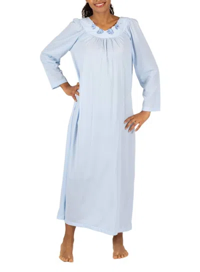 Shadowline Lingerie Petals 53 Inch Long Sleeve Gown In Bluebell