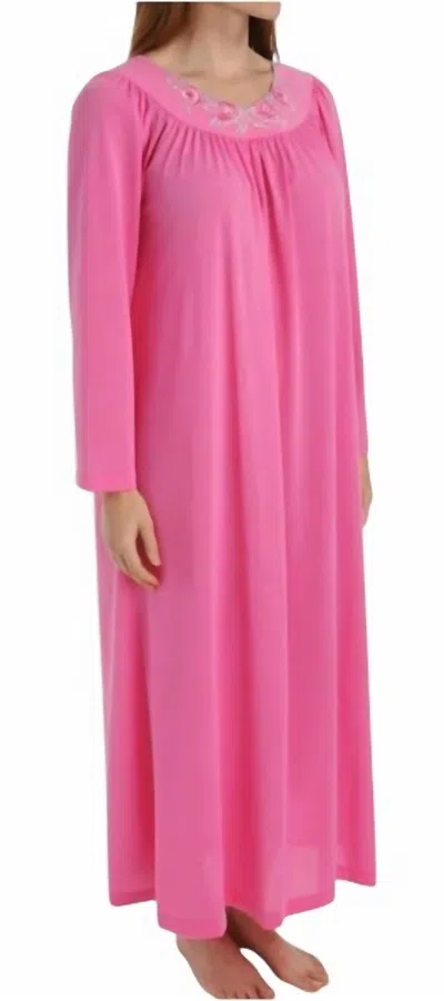 Shadowline Lingerie Petals 53 Inch Long Sleeve Gown In Rosy Pink