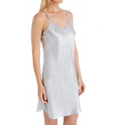 Shadowline Lingerie Satin Essentials Adjustable Strap Chemise In Silver In Gray