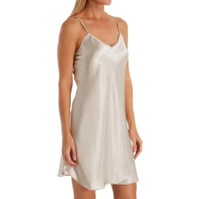 Shadowline Lingerie Satin Essentials Adjustable Strap Chemise In Taupe In Gray