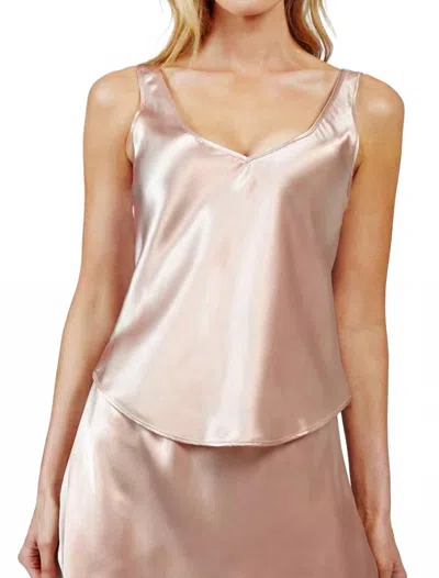 Shadowline Lingerie Satin Essentials Wide Strap Camisole In Blush In Gold
