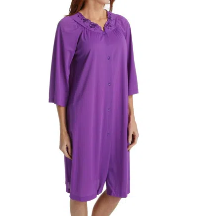 Shadowline Lingerie Short 3/4 Sleeve Button Down Robe In Purple