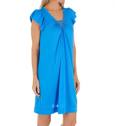 Shadowline Lingerie Short Cap Sleeve Nightgown In Sapphire In Blue