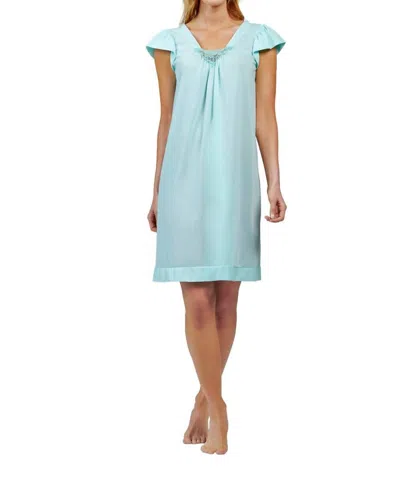 Shadowline Lingerie Short Cap Sleeve Nightgown In Seafoam In Green