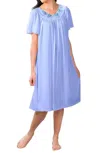 Shadowline Lingerie Short Gown With Flower Petal Embroidery And Flutter Sleeves In Lilac