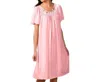 Shadowline Lingerie Short Gown With Flower Petal Embroidery And Flutter Sleeves In Pink