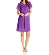 Shadowline Lingerie Short Gown With Flower Petal Embroidery And Flutter Sleeves In Purple