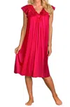 Shadowline Lingerie Short Lace Cap Sleeve Nightgown In Red