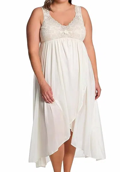 Shadowline Lingerie Silhouette Nylon Tricot Hi-low Gown In Ivory In White