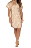 Shadowline Lingerie Simply Charming Satin Sleepshirt In Latte Leopard