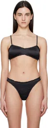 Shadowplay Black Ruffled Bra In Black