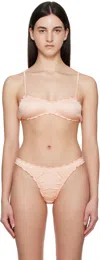 Shadowplay Pink Ruffled Bra In Coral