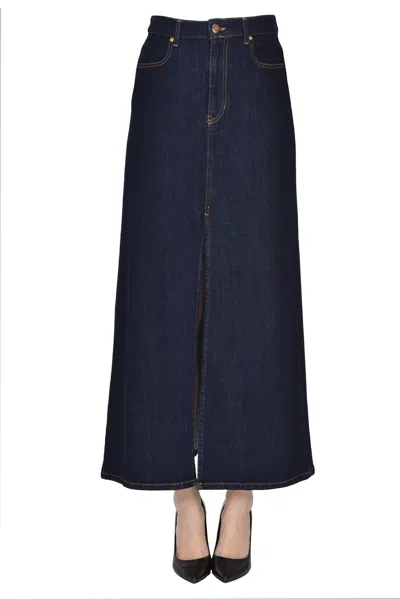 Shaft Denim Long Skirt In Blue