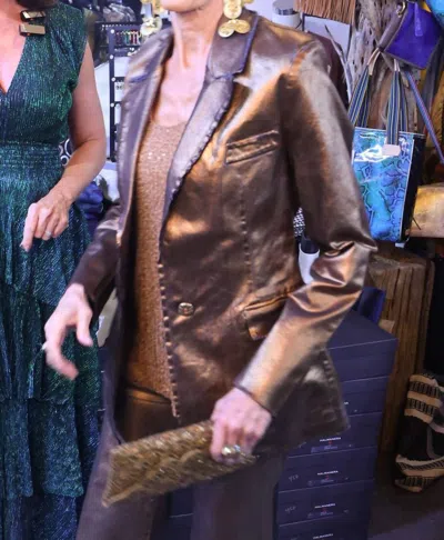Shaft Jeans Blazer In Bronze In Gold