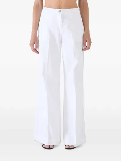 Shaft Jeans Flower-button Flared Trousers In White
