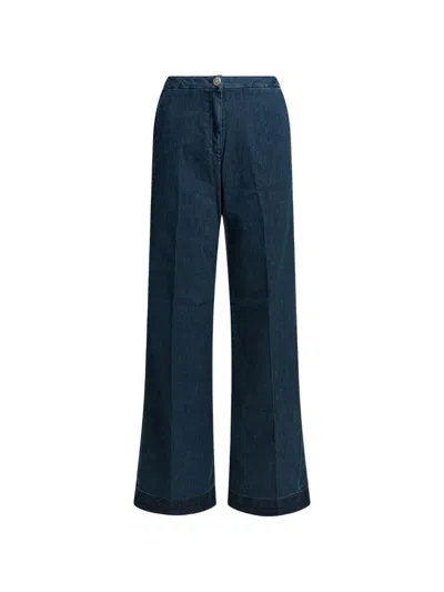 Shaft Jeans Flare Pin Diamond Flare Leg Blue Cotton Jeans