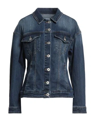 Shaft Woman Denim Outerwear Blue Size L Cotton, Elastane