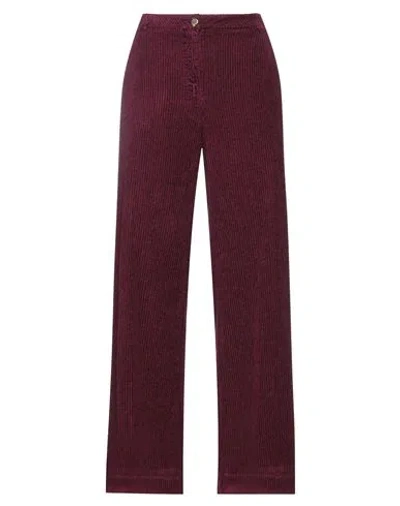 Shaft Woman Pants Deep Purple Size 29 Viscose, Cotton, Elastane In Burgundy