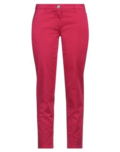 Shaft Woman Pants Fuchsia Size 28 Cotton, Elastane In Red