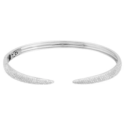Pre-owned Shaftel Diamond Co. 0.80 Carat Total Weight Diamond Open Claw Bangle, 14 Karat White Gold