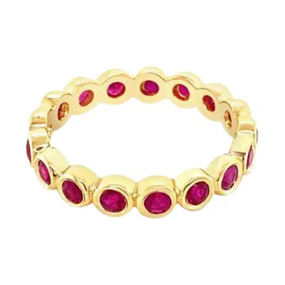 Pre-owned Shaftel Diamond Co. 1.10ctw Round Ruby Bezel Set 14k Yellow Gold Eternity Band