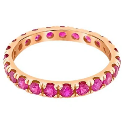 Pre-owned Shaftel Diamond Co. 1.26 Carat Total Weight Natural Pink Sapphire 14 Karat Rose Gold Stacking Band In Red