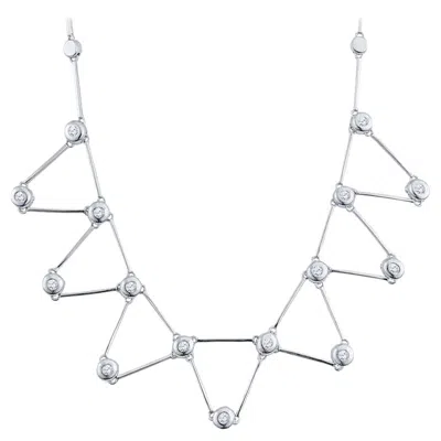 Pre-owned Shaftel Diamond Co. 1.30ctw 14k White Gold Geometric Bezel Set Diamond Necklace