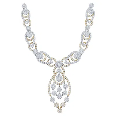 Pre-owned Shaftel Diamond Co. 18.00ctw Pave Set Round Diamonds 18k White & Rose Gold Swirl Pendant Necklace
