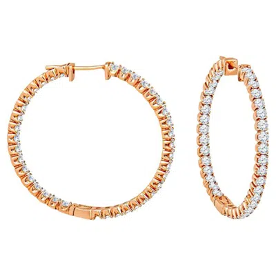 Pre-owned Shaftel Diamond Co. 3.46ctw 14k Rose Gold Endless Diamond Hoop Earrings In Red