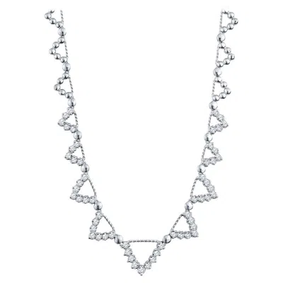 Pre-owned Shaftel Diamond Co. 3.50ctw Geometric Diamond Beaded Necklace, 14 Karat White Gold