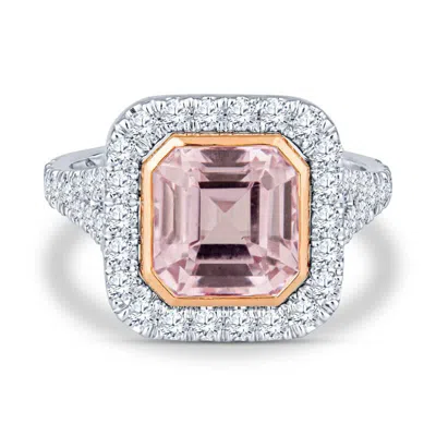 Pre-owned Shaftel Diamond Co. 4.14ct Natural Asscher Cut Purple-pink Sapphire Ring, 14kt White Gold Ring, Gia