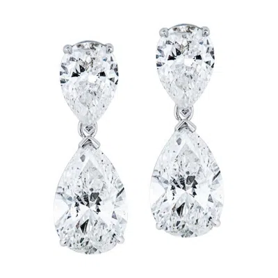 Pre-owned Shaftel Diamond Co. 5.93ctw Pear Shaped Diamond Drop Earrings, 14k White Gold I-j I1-si2