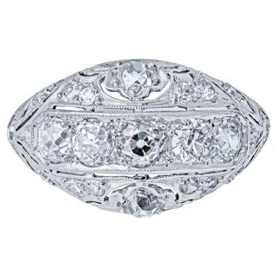 Pre-owned Shaftel Diamond Co. .90ctw Antique Platinum Euro Cut Diamond Ring, G-h Vs1-vs2 In Multi