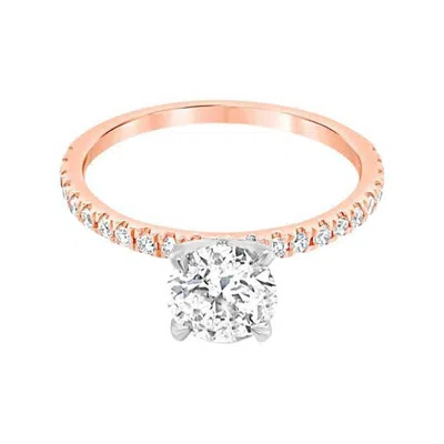 Pre-owned Shaftel Diamond Co. Gia Certified 1.00 Carat Round Diamond Engagement Ring, 14k Rose Gold In Red
