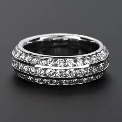 Pre-owned Shaftel Diamond Co. Platinum Band With Three Rows Of Channel Set Diamonds- 3.50 Ctw In F-g