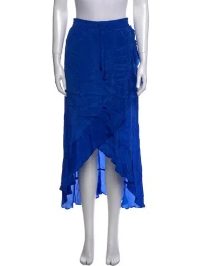 Pre-owned Shahida Parides Crystal Embellishments Midi Length Skirt In Blue