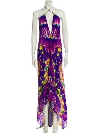 Pre-owned Shahida Parides Printed Long Dress In Purple