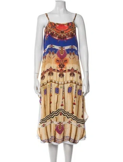 Pre-owned Shahida Parides Printed Scoop Neck Top In Blue