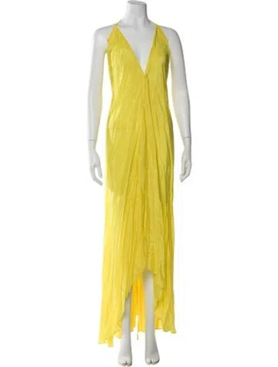 Pre-owned Shahida Parides V-neck Long Dress In Yellow