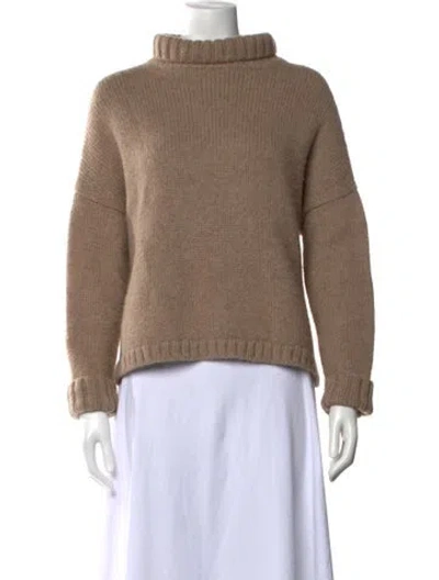 Pre-owned Shaina Mote Baby Alpaca Turtleneck Sweater In Brown